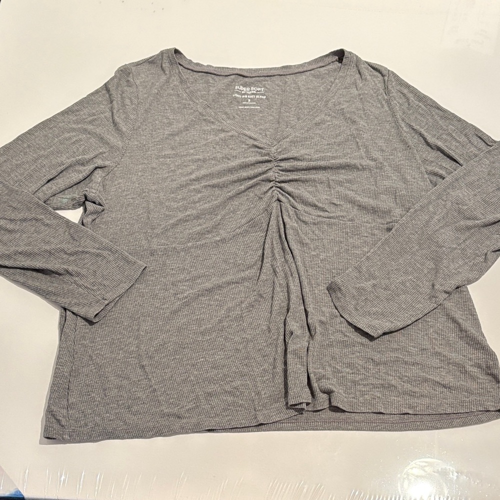 Torrid sleep Heather Gray Ruched Long Sleeve Pajama Top